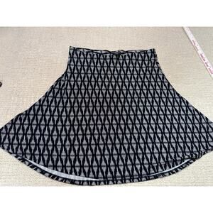 Ann Taylor Women’s Petite M PM Fit and Flare Skirt Black and White Geometric